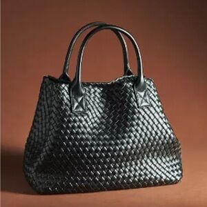 Anthropologie Woven Faux Leather Tote Bag NWT